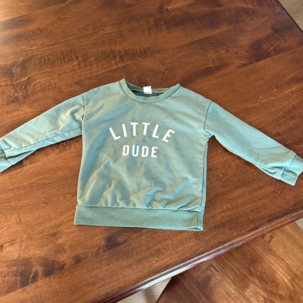 Little Dude Toddler Green Sweatshirt - Picture 1 of 2